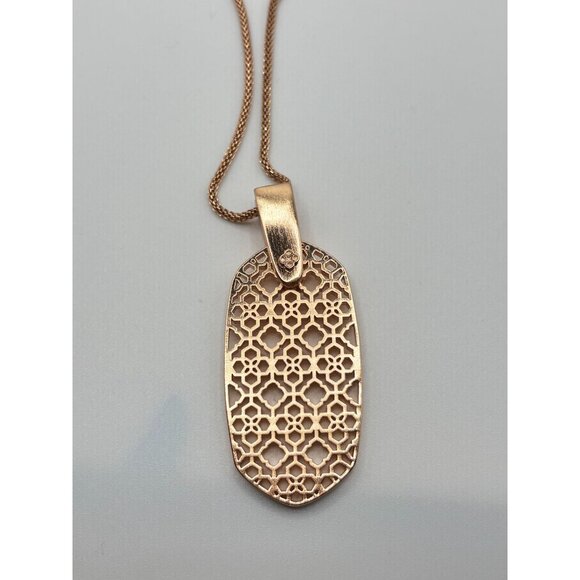 Kendra Scott Filigree Pendant Necklace - Rose Gold Tone - Picture 3 of 10